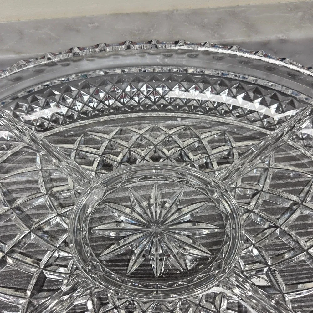 OLIVIA Fine Full Lead Glass Crystal Oval Relish Serving Dish Western Germany 14